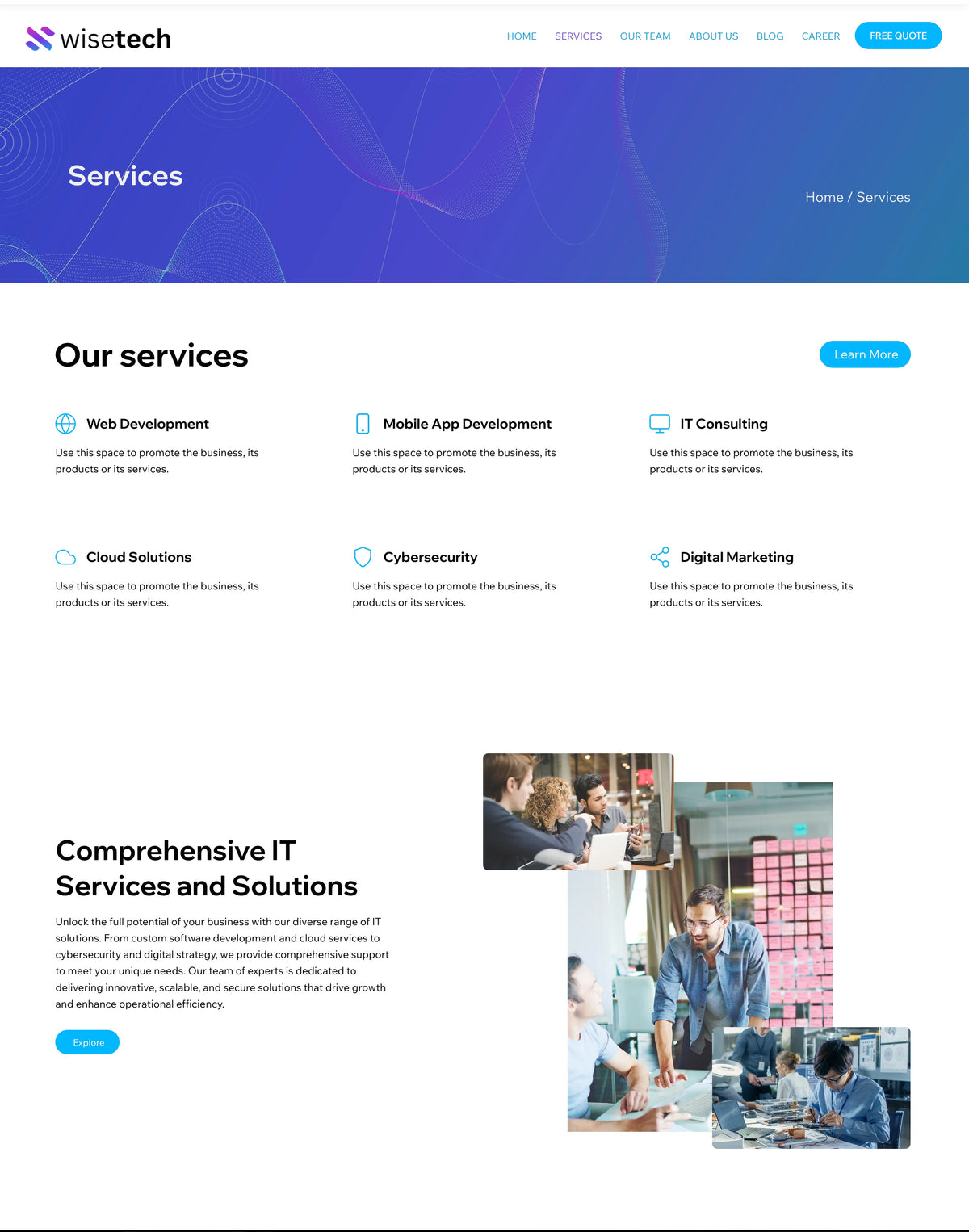 WiseTech – Professional & Modern IT Business Wix Website Template