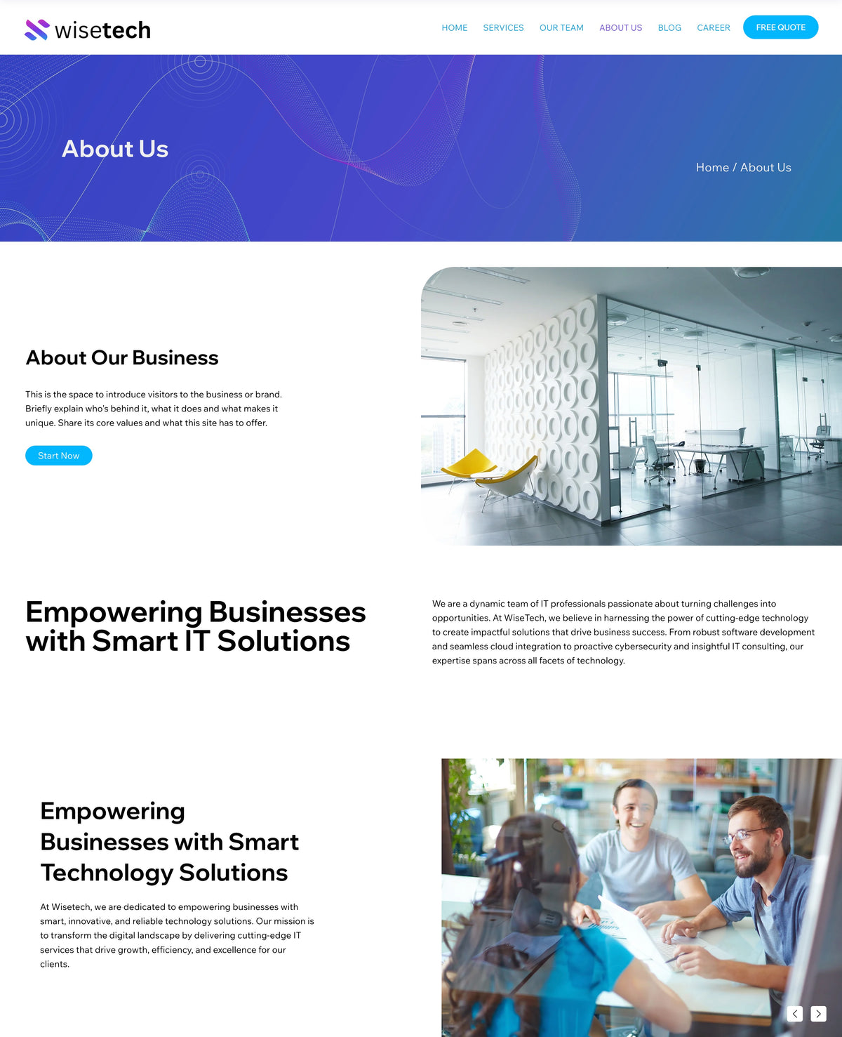 WiseTech – Professional & Modern IT Business Wix Website Template